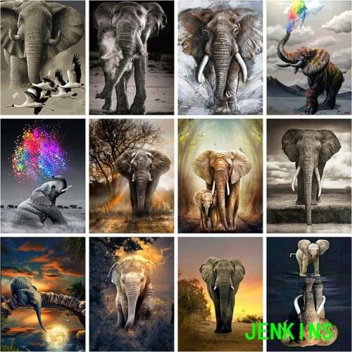 Full Square Diamond Painting Elephant Cross Stitch Mosaic Diamond Embroidery Animals 5D DIY Home Decor Gift Art Collection jenki