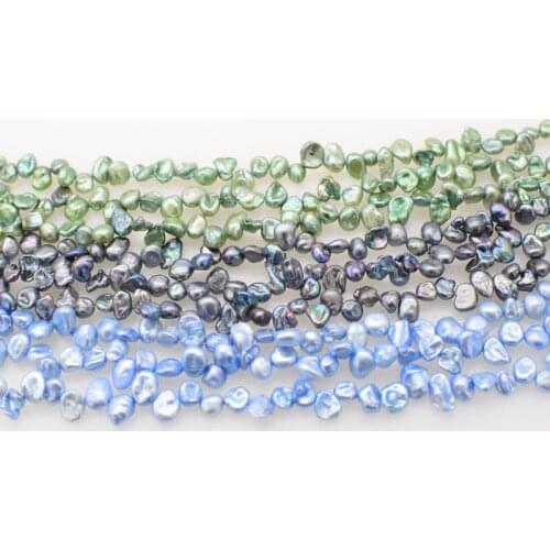 Freshwater pearl baroque flat reborn black/green/blue 4-8mm 14inch FPPJ wholesale beads nature loose beads for DIY jewelry