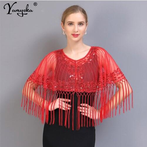 Sexy White Sequin vintage See Through Summer crop top women Party smock Cover Up tops mesh blouses elegant Tassel Cardigan shawl