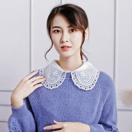 Detachable Pointed silk Decorative wooden ear Big lapel doll collar sweet lace Shirt decorative doll collar sweater fake collar