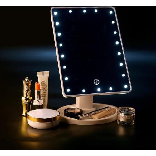 LED Touch Screen Lighted Makeup Mirror with LED Lights Touch Screen Dimmable 180 Degree Adjustable Table Mirror