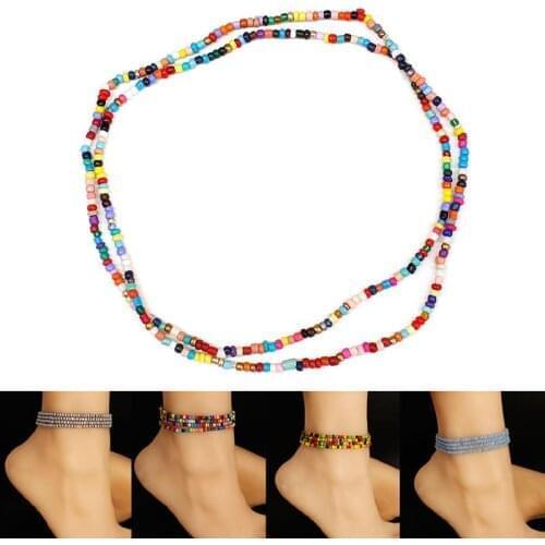 1pc Fashion Bohemia Style Waist Chain Multipurpose Beaded Bracelet Ankle Chain Belly Chain For Women Girls Clothing Accessories