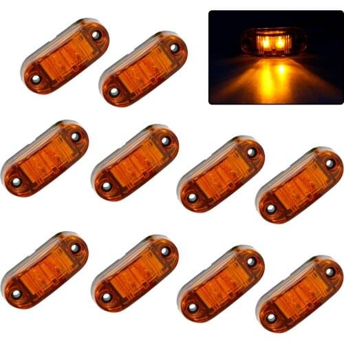 10Pcs LED Car Side Marker Tail Light Amber 12v Trailer Truck Lamp Car Bus Truck External Lights New