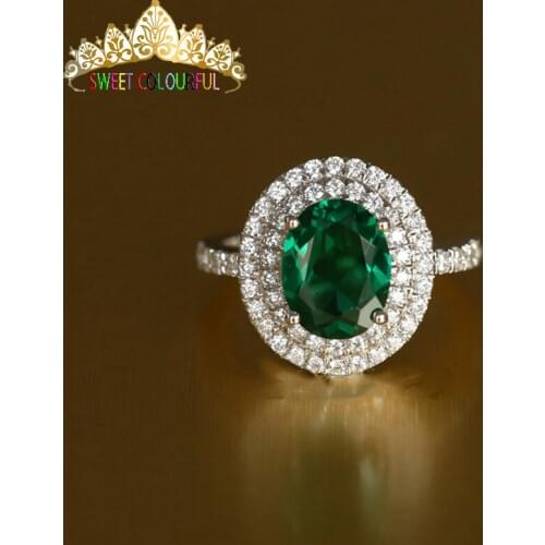 100% 9K Gold Lab Created Emerald and Moissanite Diamond Ring With national certificate Em-001