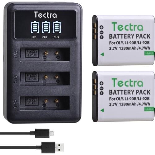 2PCS Li-90B Li90B Li-92B Battery for Olympus Tough TG-6 TG-5 TG-Tracker SH-1 SH-2 SP-100 IHS Tough TG-1 TG-2+LED USB Charger