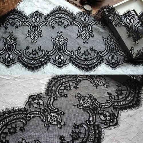 3M/ Lot Eyelash Lace Fabric 25cm DIY Decorative High Quality Soft Off White Nylon Eyelash Lace Trim Wedding Dress Fabric