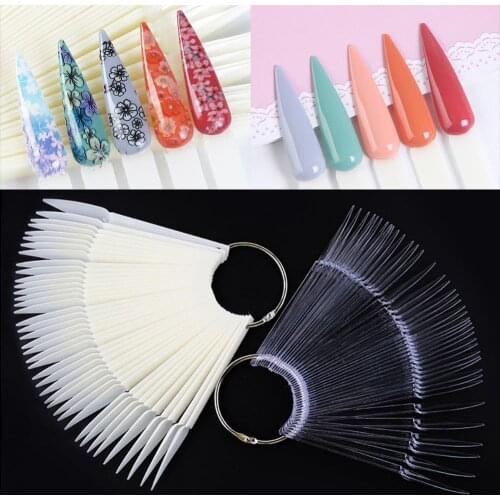 40Pcs/Set DIY Fan Shape Nail Art Display Showing Shelf Gel Nail Polish Color Card Spiral Display Stand Shelf Rotating Tip