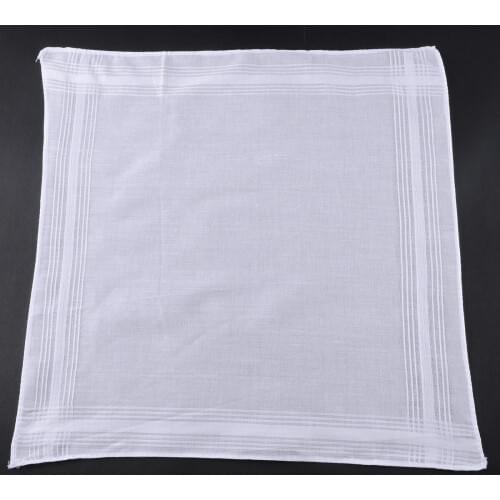 5pcs White Pocket Cotton Handkerchiefs Hankie Hanky with Stripe Men 40*40cm
