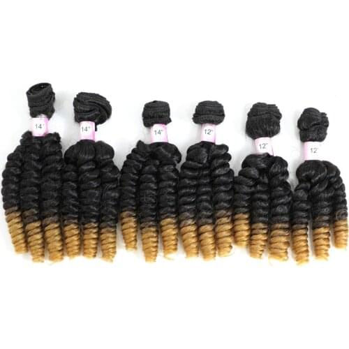 Afro Loose Wave Hair Bundles For Black Women Bouncing Curl Double Wefts 6 Pieces Per Pack 200 G omber Synthetic Hair
