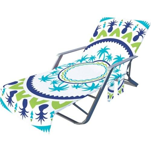 Beach Chair Cover with Side Pockets Microfiber Pool Lounge Chaise Towel for Lounger Hotel No Sliding 82.6*28.7in &T8