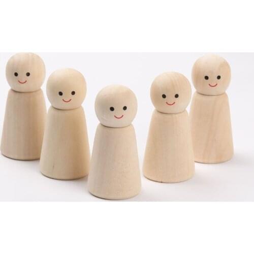 16Pack Wooden Peg Dolls People Unpainted DIY Hobby Art Craft Woodcraft Toy