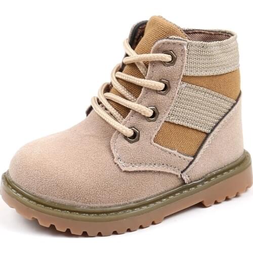 CUZULLAA Kids Desert Boots with Fur Girls Boys Martin Boots Plush Winter Autumn Kids Mid-Calf Tactical Boot Child Outdoor Shoes