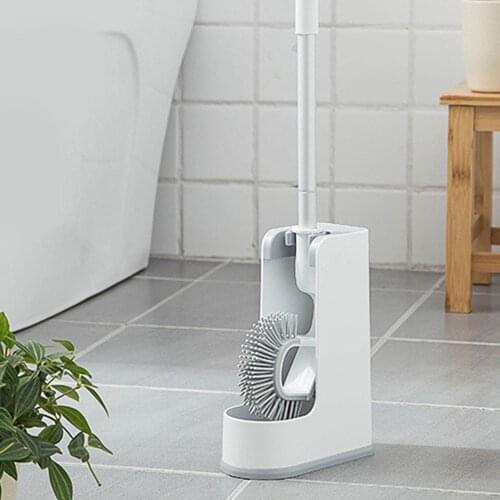 TPR Double-sided Toilet Brush Silicone Soft Head Frame Wall-mounted Cleaning Bush for Toilet Household Cleaning Bathroom No Dead