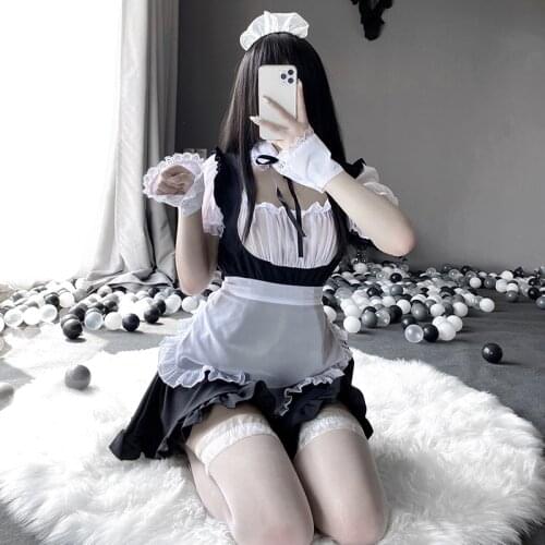 Maid Cosplay Sexy Erotic New Kawaii Lingerie Ruffle Transparent Costumes High quality Temptation Dress Cute Bowknot for Women