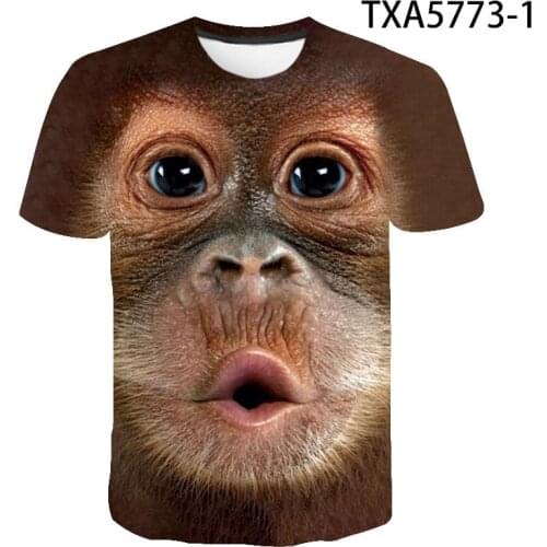 Summer Orangutan 3D Printed Cotton T Shirts Casual Men Women Children Short Sleeve Boy Girl Kids Streetwear Cool Tops Tee