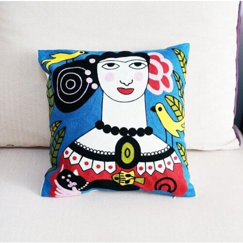 Cotton Nordic Mythology Character Embroidered Square Pillow Cover Cushion Case Sofa Chair Cushion Cover 45x45cm Without Stuffing