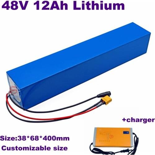Customized 48V 12ah Lithium Ion Battery BMS 18650 48v Li Ion Battery for 48v 500W Ebike Scooter Folding Bicycle +2A Charger