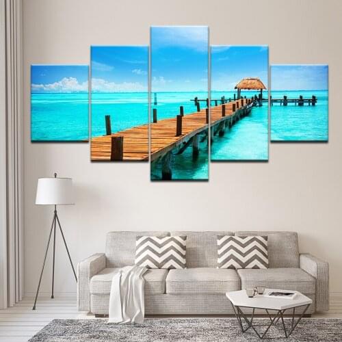 Canvas Painting Tropical island natural scenery 5 Pieces Wall Art Painting Modular Wallpapers Poster Print Home Decor