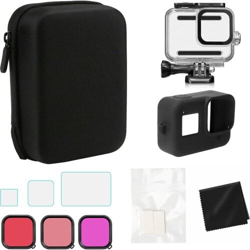 Camera Accessories Kit with Storage Case Waterproof Housing Screen Protectors Silicone Cover Filters Anti-fog for GoPro Hero 8