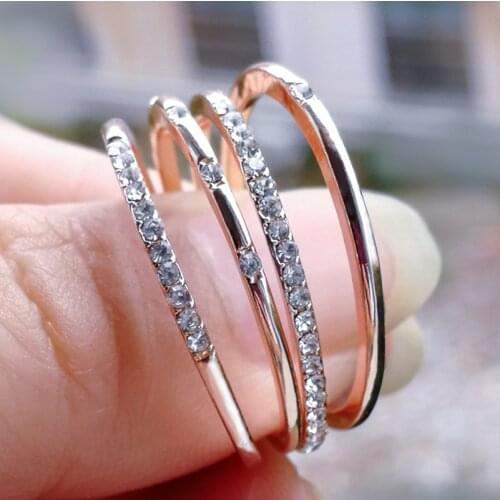 4 Pcs/set Crystal Zircon Rose Gold Ring Set 2020 Vintage Bohemian Women Engagement Party Ring Set Jewelry Gifts Accessories