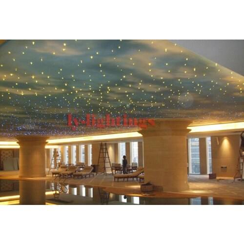 DIY color change star optic fiber light kit led light source+150pcs optical cables +150 tailpieces RF remote home ceiling light