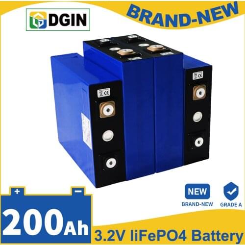 Brand New 3.2V Lifepo4 200AH 4PCS FOR 12V 200AH DIY Battery Pack High Capacity Deep Cycle Solar Car With Free Busbars And Screws