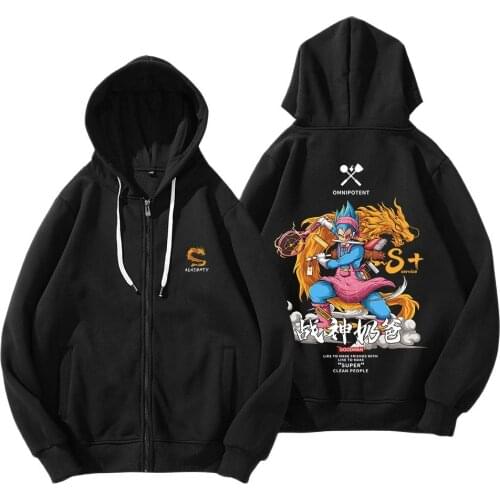 New Hip Hop Hoodies Men Black Printed Long Sleeve Hooded Jacket Coat Sweatshirts Sportswear Streetwear Zipper Hoody