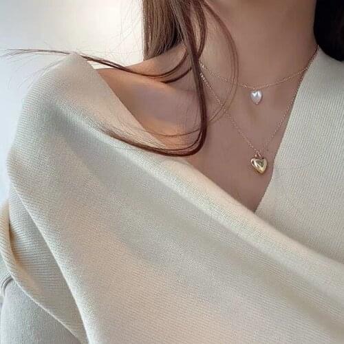 Punk Double Layered Gold Love Heart Pendant Choker Necklace for Women Fashion Irregular Heart Pendant Necklace Trend Jewelry