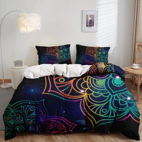 3D Print Fashion Bohemia Magic Mandala Bedding Set Pillowcase Duvet Cover Custom Modern Queen King Single Home Bedroom Decor