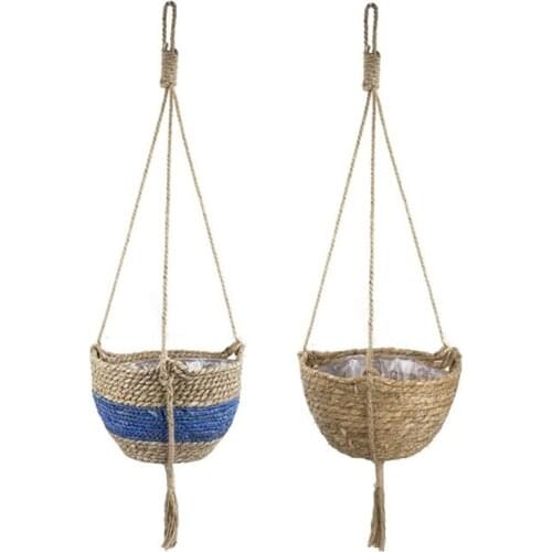 Hanging Planter Rattan Woven Basket Cotton Cord Flower Pot Indoor Plant Hangers