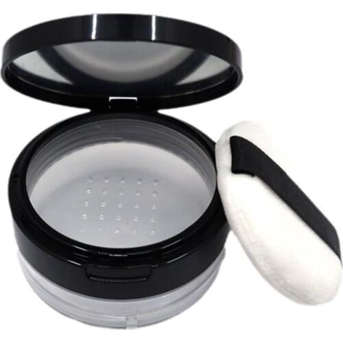Portable Loose Powder Box Empty Plastic Box With Mirror And Powder Puff Travel Makeup Jar Sifter Container Makeup