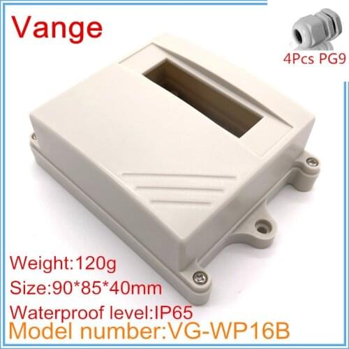 Promotional packs injected mold IP65 waterproof ABS plastic enclosure box with 4pcs PG9 waterproof connector 90*85*40mm