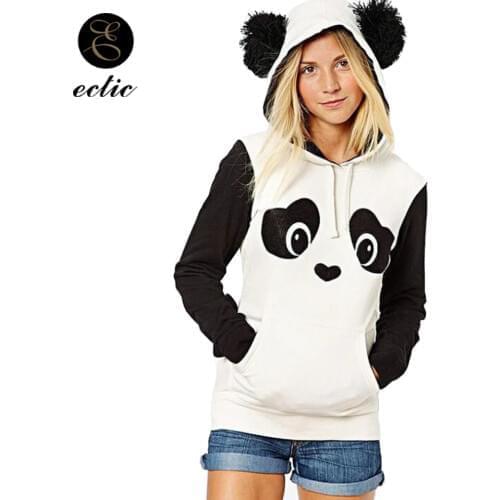 Sweatshirt Panda Kawaii Harajuku Oversized Poleron Mujer 2020 Ears Plush Hoodie Print Patchwork Womens Hoodie Color Block Hoodie