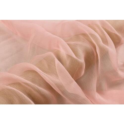 Howmay 100% pure silk fabric crinkle georgette 5m/m 135cm 51" blush 57# lightweight soft tulle for scarf or dress