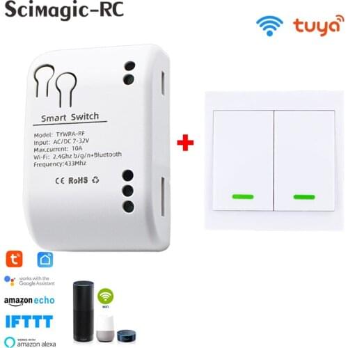 Tuya Alexa Timer Smart Switch 10A Relay module work with Google Home Smart life app remote control switches wifi wall switch