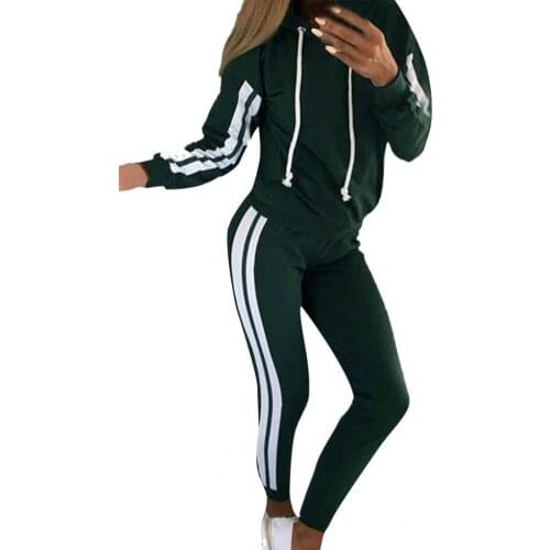 Women sweatsuit Tracksuit Striped Hooded Sweatshirt Women Long Sleeve Hoodie Pants Sportswear Sweatsuit Outfit hoodies women