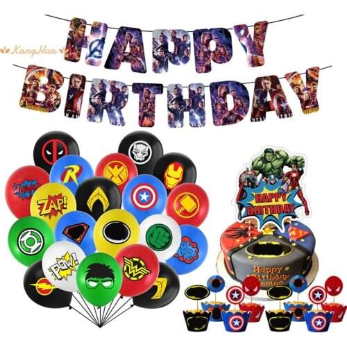 1set Superhero Spider Man Avengers Theme Captain America Latex Balloons Birthday Party Decoration Air Balloon Kids Toys Balloon