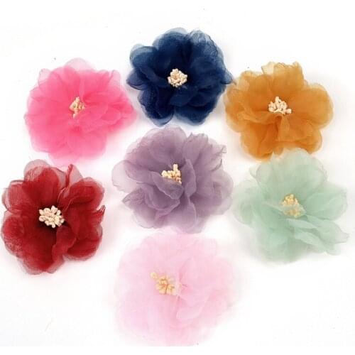 100Pcs / Lot 5.5Cm Artificial New Gauze Cherry Flower Head DIY Handmade Wreath Headdress Wedding Home Decoration