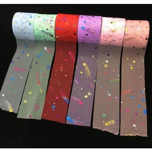 25Yard Star Sequin Tulle Roll Mesh Spool Organza Ribbon For DIY Tutu Skirt Baby Shower Birthday Wedding Party Table Runner Decor