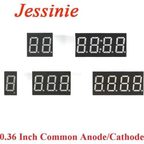 5pcs 0.36 Inch Digital Tube LED Display 1 Bit 2 Bit 3 Bit 4 Bit Clock Common Anode Cathode 0.36" 7 Segment Led DIY Red Board