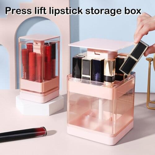 8/12 Grids Press Lift Lipstick Storage Box Press to Open Transparent Lip Glaze Holder Cosmetic Organizer for Fast Pick M