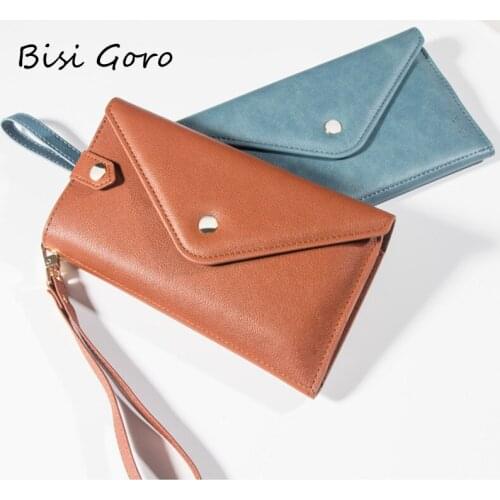 Bisi Goro Brand Pu Leather Multi Function Fashion Women Purse Card Holder Fall Proof Mobile Phone Long Wallet Bags for Women