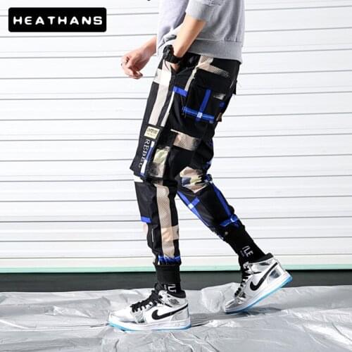 Four Seasons Harem Trousers Mens Sports Casual Pants Male Multi Pocket Cargo Pencil Pant Men Hip Hop Print Ankle Length Trouser