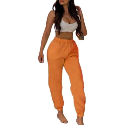 Pants Women Drawstring Pocket High Waist Sports Pants Fitness Jogging Lounge Plus size Orange Spring Streetwear Sweatpants