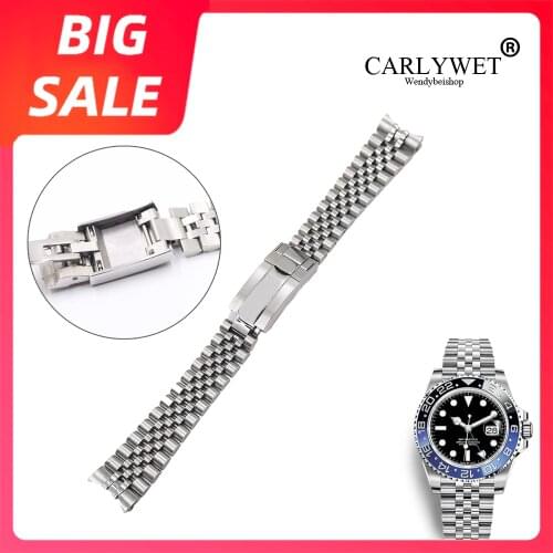 CARLYWET 20 21mm Luxury Stainless Steel Wrist Watch Band Bracelet Jubilee with Oyster Clasp For Rolex GMT Master II DATE JUST