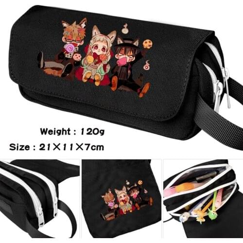 Anime Toilet-Bound Hanako Kun Pattern Pencil Case Black Cartoon Make up Cosmetic Bag Student Stationery Multi-function flip Bags