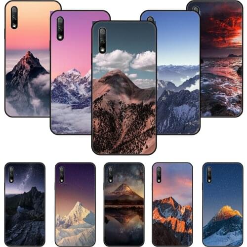 Phone Case For Huawei Honor 9X 10 9 20 8X 8A 8S 7X 7A i A Pro Play Lite Black Cover Shell Art Hoesjes 3D Mountain Landscape