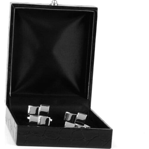 Black Leather Cufflinks Display Case Gift Box Jewelry Organizer Holder