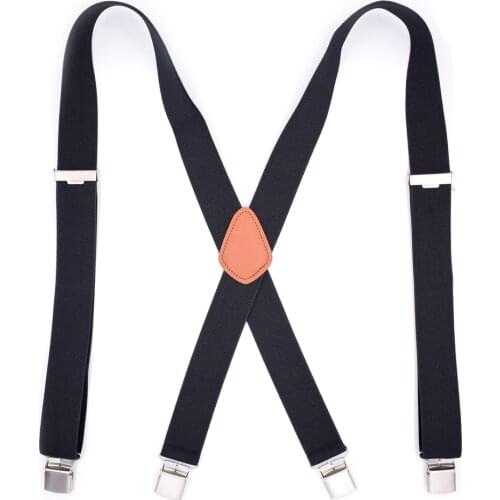 Black Heavy Duty Suspenders for Men Adjustable Elastic X-Back Suspender Braces Tirantes Mens Fashion Wear Clothing Accessories