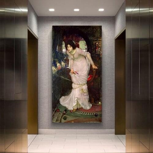 Citon William Waterhouse《Lady of Shalott, 1894》Canvas Oil Painting Artwork Poster Picture Wall Decor Home Living room Decoration